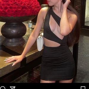 Black cut out club mini dress